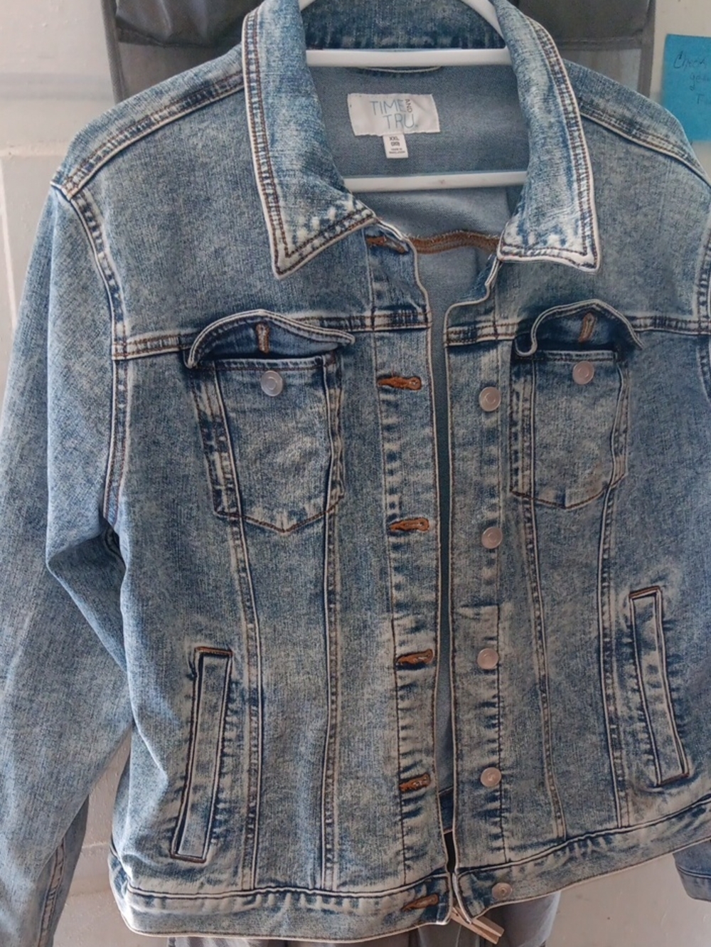 Time and Tru Washed Blue Denim Trucker Jacket